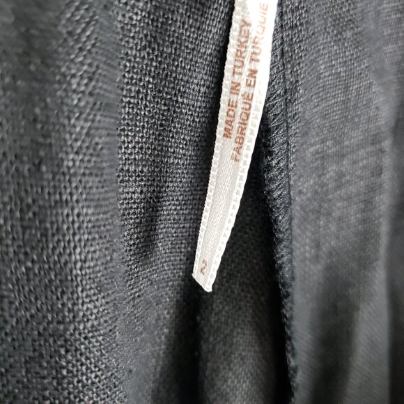 Free People Lyla Linen Trouser Pants Black Wide Leg Cuffed Womens Size 2 - Picture 8 of 10